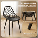 Set 4 Sedie da Pranzo Design Moderno con Schienale Traforato in Plastica Nero    