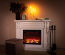 Camino Elettrico da Pavimento 96x113x30 cm Effetto Fiamma 1500W Verona Mini & Lorance Bianco