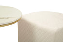 Tavolo da Caffè con 2 Puff Relax 79x45x44 cm in Pino e MDF e Spugna e Poliestere e Metallo      