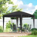 Gazebo Pieghevole da Giardino 297x297x288 cm ad Altezza Regolabile con Luce Centrale e Telecomando in Metallo e Poliestere Nero      