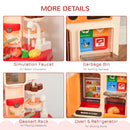 Cucina Giocattolo per Bambini 46x20x64,5 cm con 65 Accessori Beige e Rosa