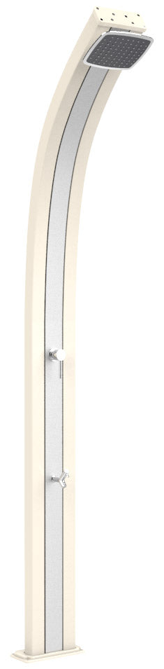 Doccia Solare da Esterno Giardino 30L Miscelatore e Lavapiedi Arkema Spring Fascia Inox Bianco Crem prezzo