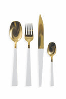 Servizio Set di Posate 24 Pezzi in Acciaio Villa d'Este Home Tivoli Gold Set Bianco