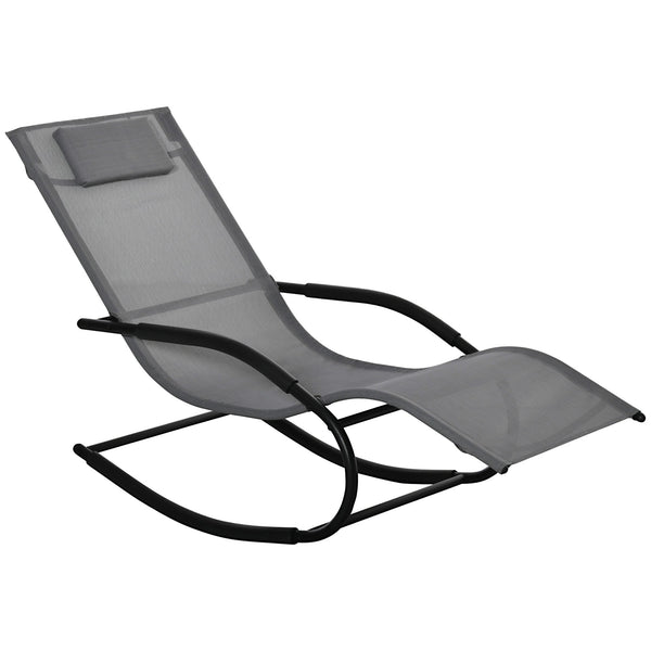 prezzo Sedia a Dondolo Zero Gravity da Giardino 63x160x88 cm in Metallo e Texteline Grigio