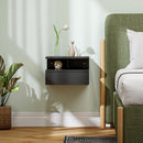 Comodino Sospeso per Camera da Letto 35x32x22,5 cm con Cassetto in Legno Nero  
