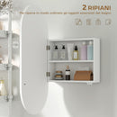 Specchio da Bagno Ovale 45x13,5x 90 cm con Armadietto in MDF Bianco 