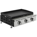 Griglia a Gas 62x49x23 cm Piastra di Cottura Portatile 3 Bruciatori con Vaschetta Raccogli Grasso Nero      