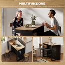 Tavolo Bancone Bar 113x60x90 cm Isola da Cucina con 3 Ripiani per Soggiorno e Salotto in Truciolato Nero e Legno      