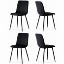 Set 4 Sedie Piedi Neri e Seduta Ergonomica con Rivestimento in Velluto Nero     