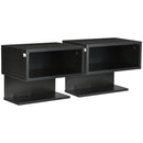 Set 2 Scaffali a Parete 40x29,5x33,5 cm con Ripiano Aperto e Piano d'Appoggio in MDF Nero