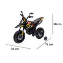 Moto Elettrica per Bambini Aprilia RX-125 Small 12V Cross Sedili In Pelle Luci Led Bluetooth Sospensioni a Molla Giallo
