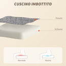 Sedia da Ufficio Operativa Massaggiante a 4 Punti con Riscaldamento e Braccioli Ribaltabili  in Tessuto Effetto Lino Grigio  