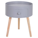 Tavolino da Caffè Rotondo con Cassetto Moderno Grigio Ø38x45 cm 