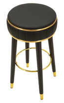 Sgabello Bar London Nero Ø38x74 cm in Pino e MDF e Spugna e Metallo e PU      