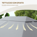 Tetto di Ricambio 4x3 m per Gazebo Anti UV con Presa d'Aria in Poliestere Grigio Chiaro      