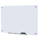 Lavagna Bianca da Parete in Vetro 90x60x0,4 cm con Pennarelli e Cancellino 