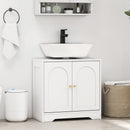 Mobile Sotto Lavabo Bagno 60x30x65 cm a 2 Ante con Ripiano Regolabile su 3 Livelli in Legno Bianco      