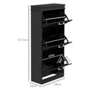 Scarpiera 3 Cassetti Ribaltabili e Regolabili 15 Paia di Scarpe 54x24x117,5 cm Nero  