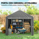 Capanno da Giardino 2x2,4 m Impermeabile Porta Avvolgibile e Telaio in Metallo Grigio Chiaro      