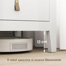 Cassettiera per Camera da Letto a 4 Cassetti 60x40x98 cm con Maniglie in Finta Pelle in Legno Bianco  