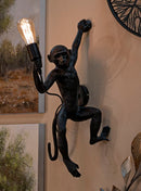 Lampada da Muro Monkey Nera 32x32x64 cm in Resina Nero e Oro      