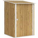 Casetta Box da Giardino Porta Attrezzi 100x104x160 cm con Porta a Battente in Acciaio Galvanizzato Marrone Chiaro      