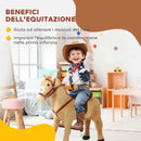 Cavallo Giocattolo con Suoni Realistici Sella Briglie e Poggiapiedi 85x28x60 cm in Poliestere Beige      