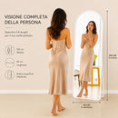 Specchio ad Arco da Terra e Parete 155x45 cm a Figura Intera in Alluminio Bianco      