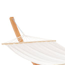 Amaca da Giardino 392x120x102 cm con Supporto in Legno di Pino e Cotone Bianca