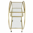 Carrello da Cocktail 3 Ripiani 94x82x37 cm in Vetro e Ferro Oro