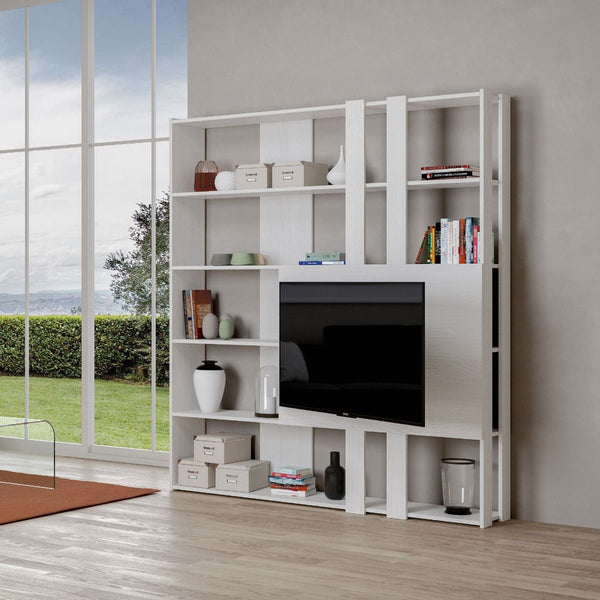 Libreria Moderna 5 Ripiani con Pannello per TV 178x36x204 cm in nobilitato Bianco prezzo