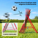 Rete Rebounder per Calcio 103x72x89 cm 5 Angolazioni Regolabili Telaio in Acciaio Rosso      