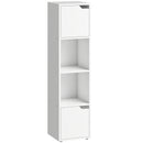 Libreria Moderna 30x29x119 cm con 2 Armadietti e Ante a 4 Ripiani in Legno Bianco      