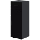 Mobiletto Bagno 1 Cassetto 1 Anta 30x30x82 cm in Truciolato Nero e Grigio