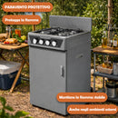 Cucina a Gas 48,5x45,5x 65,5 cm con Piano Cottura 4 Fuochi da Esterno con Vano Portabombola Grigio      
