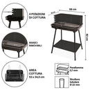 Barbecue a Carbone Carbonella Rettangolare 58x38x82 cm con Vassoio in Acciaio al Carbonio Nero      