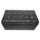 Baule Cassapanca Pouf Contenitore in Similpelle e Cristalli Renier Nero