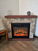 Camino Elettrico da Pavimento 90x30x80 cm Effetto Fiamma 1800W Vannini Sasso