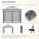 Gazebo da Esterno 330x330x280 cm Pieghevole ad Altezza Regolabile con Zanzariere Grigio      