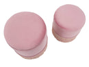 Puff Contenitore Lines Coppia Rosa Ø35x42-30x32 cm in Legno e Spugna e in Ferro e Poliestere Rosa