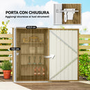 Casetta Box da Giardino Porta Attrezzi 100x104x160 cm con Porta a Battente in Acciaio Galvanizzato Marrone Chiaro      