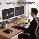 Supporto Monitor da Scrivania 114x30x16,5 cm Rialzo in Legno e Metallo Nero      