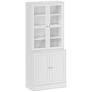 Mobile Libreria Chiusa 76x40x178,5 cm con Vetrina e Armadietto Inferiore in MDF Bianco  