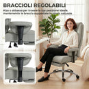 Sedia da Ufficio Ergonomica 78x70x118-126 cm Reclinabile con Poggiapiedi Schienale Alto in Finta Pelle Grigio Chiaro      