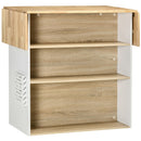 Isola Cucina 3 Ripiani 140x55x91 cm in Legno  e Truciolato Bianco