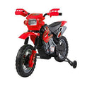 Moto Cross Elettrica per Bambini 6V con Rotelle Rosso 