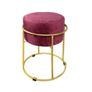 Pouf in Velluto Bordeaux 44x38 cm con Struttura in Metallo Oro