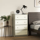 Cassettiera con 4 Cassetti in Tessuto 58x30x91 cm con Maniglie Doppie Struttura in MDF Bianco e Grigio  
