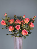 Set 2 Rose Artificiali Real Touch a 3 Diramazioni Altezza 80 cm Arancio