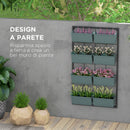 Orto Verticale da Parete a 4 Livelli 52x14x90 cm con 8 Vasi in Acciaio e Plastica Verde Scuro e Nero      